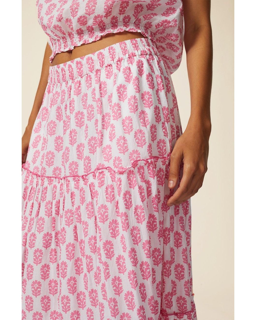 Aspiga Pink Ladies Sustainable Bea Printed Organic Cotton Skirt Floral Summer