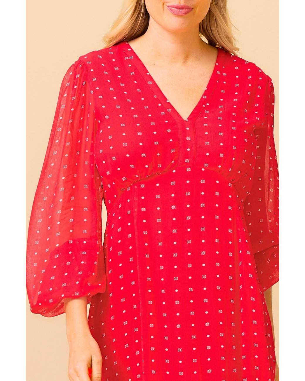 Aspiga Red Ladies Sustainable Evelyn Dress Viscose Polka Dot