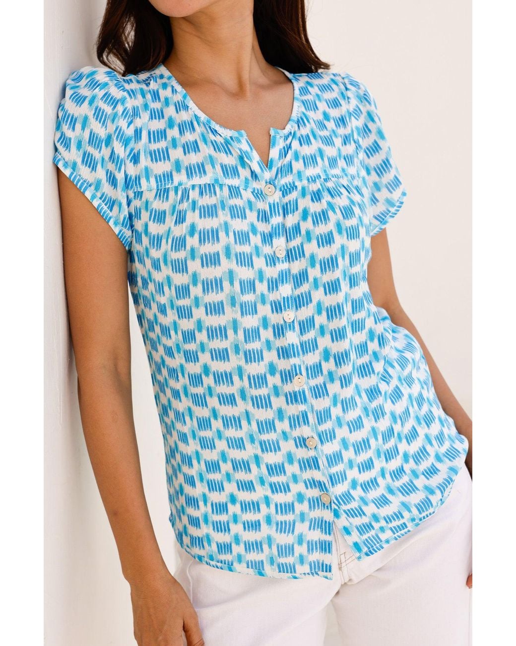 Aspiga Blue Lisbon Viscose Crinkle Blouse