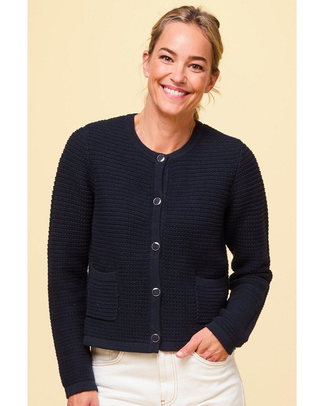 Aspiga Blue Ladies Sustainable Constanza Cardigan Cotton Button Up