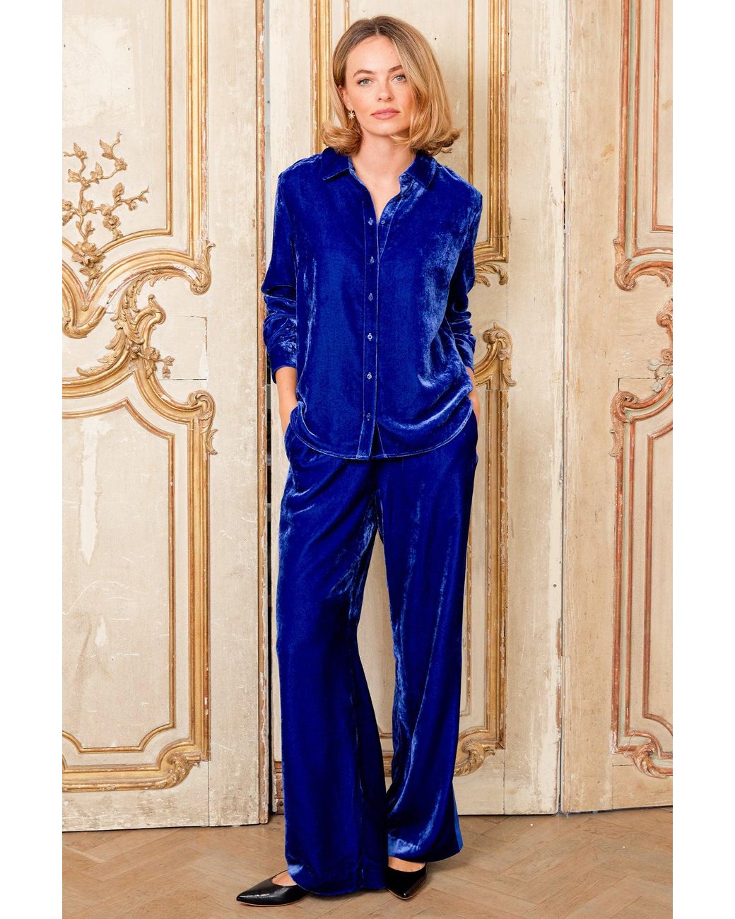 Aspiga Blue Ladies Ethical Velvet Viscose Shirt