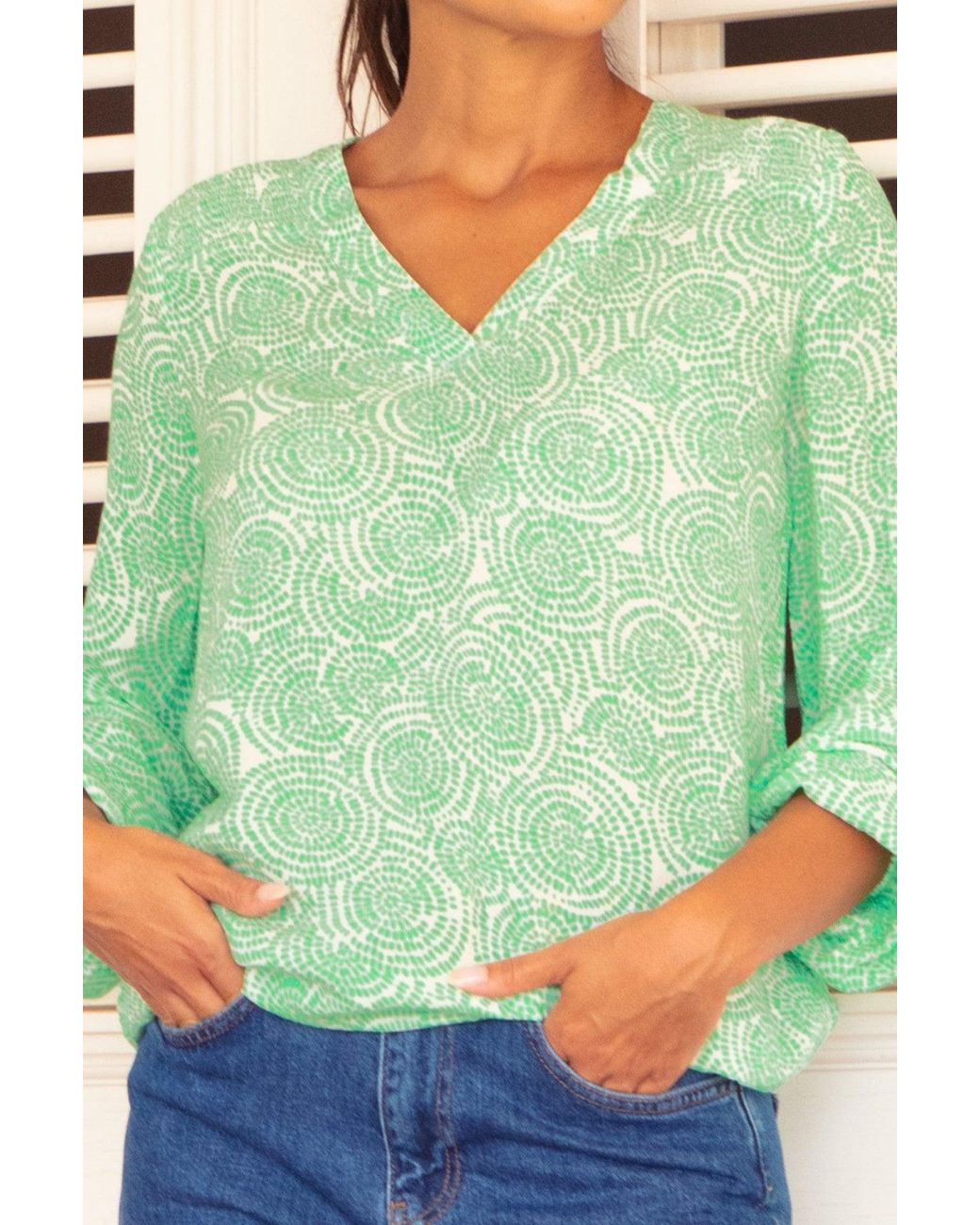Aspiga Green Clea Viscose Crinkle Blouse