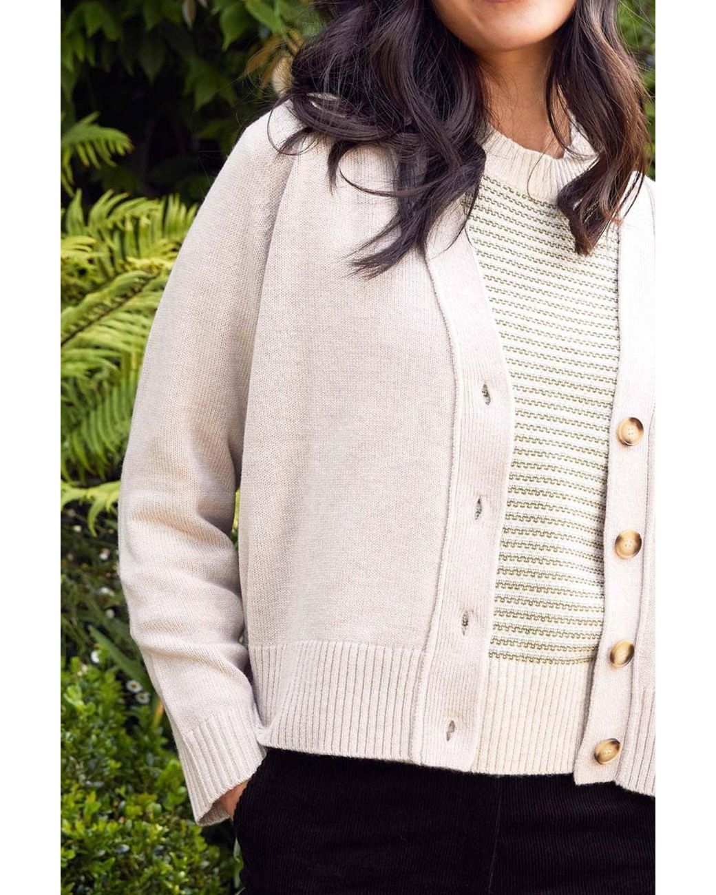 Aspiga Black Ladies Sustainable Swing V Neck Cardigan Merino Wool