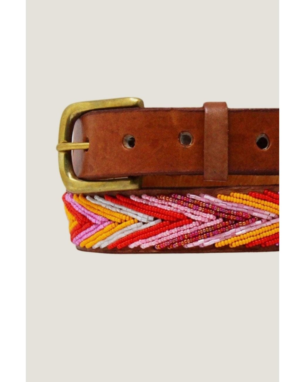 Aspiga Multicolor Ladies/ Sustainable Kenyan Beaded Maasai Arrow Leather Belt