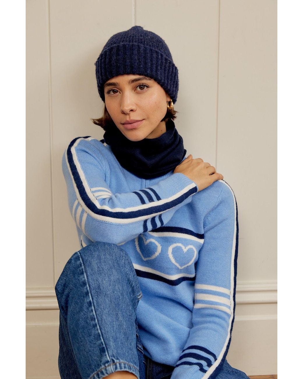 Robert Mackie Blue Aspiga Rona Rib Knit Hat