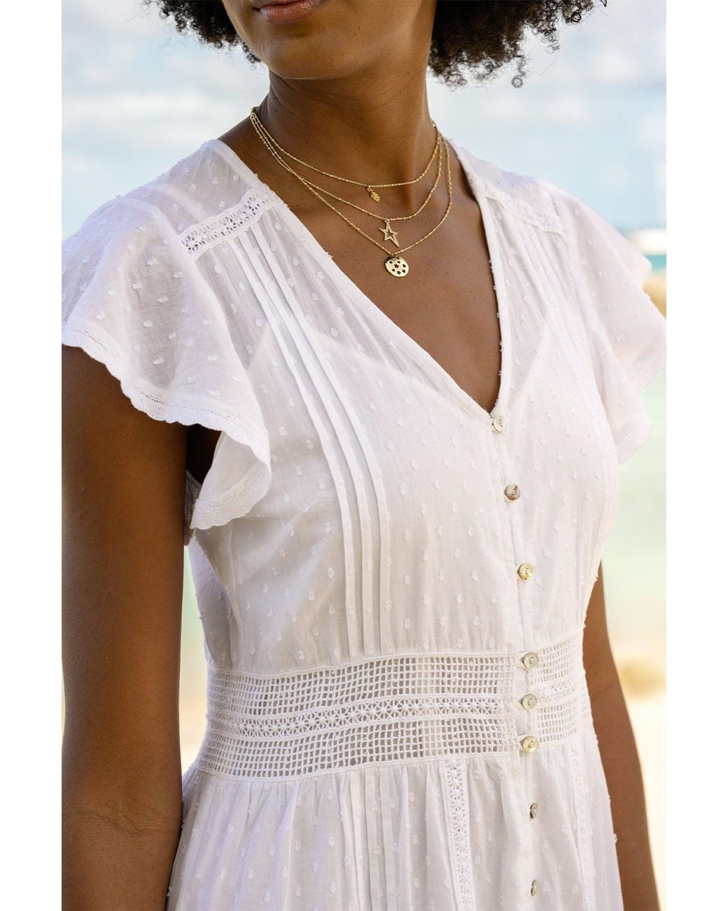 Aspiga White Ladies Sustainable Nyla Cotton Maxi Kaftan Dress Summer Holiday Beach Cover Up Plain