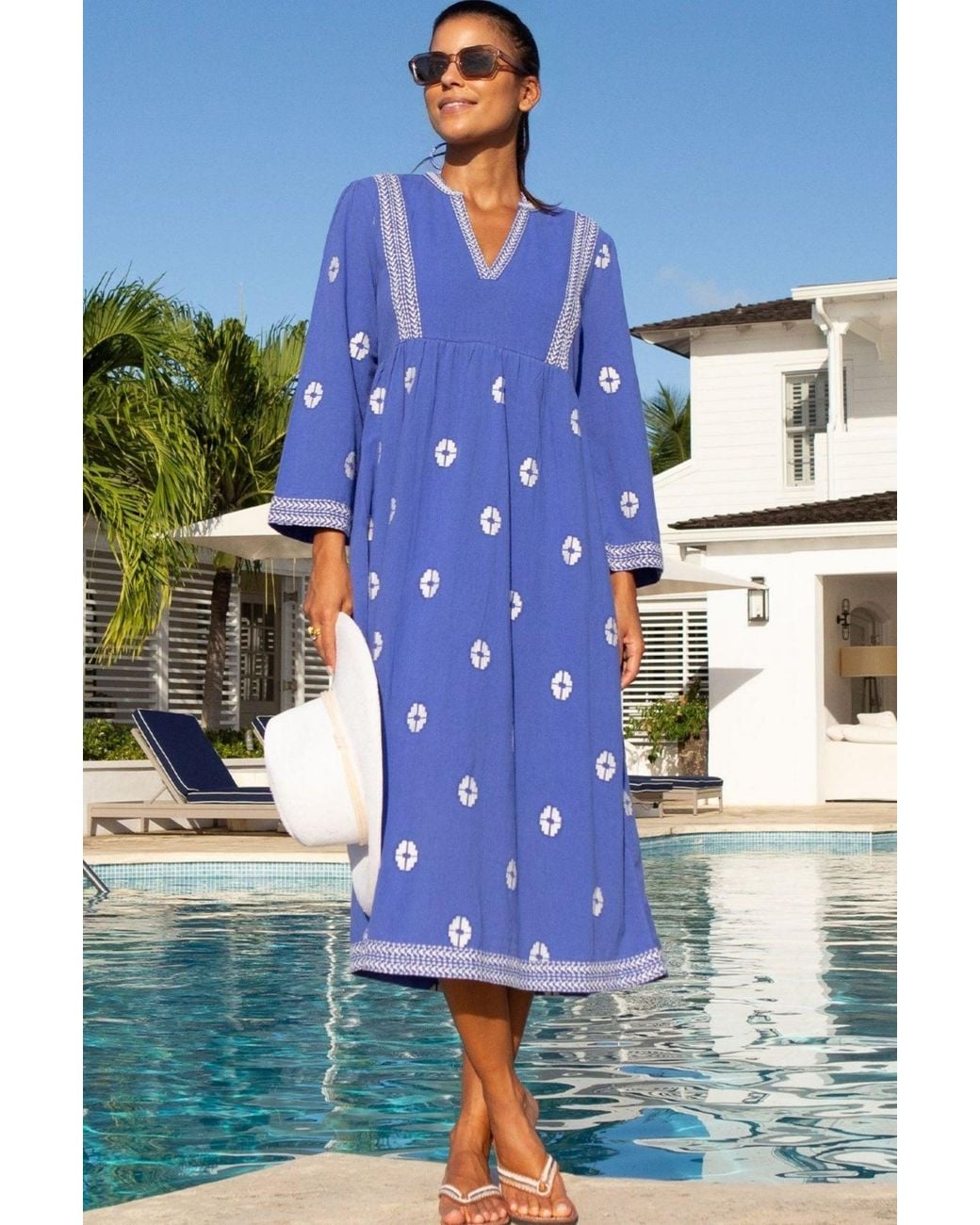 Aspiga Blue Sustainable Enola Dress Organic Cotton Summer Holiday Beach Cover Up