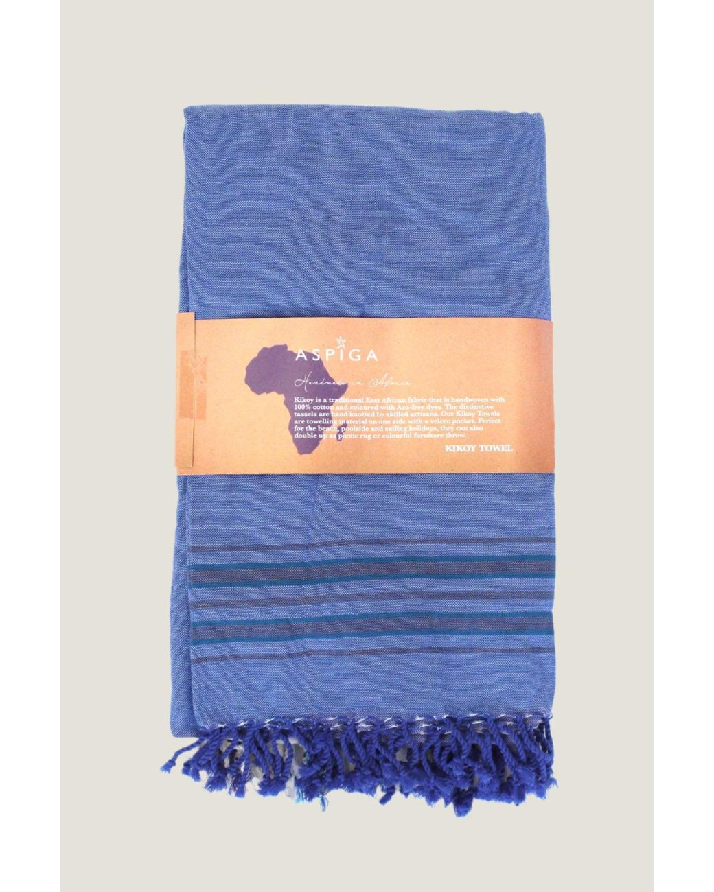 Aspiga Blue Sustainable Handmade Kenyan Kikoy Blanket Cotton Denim Summer Holiday Gifting