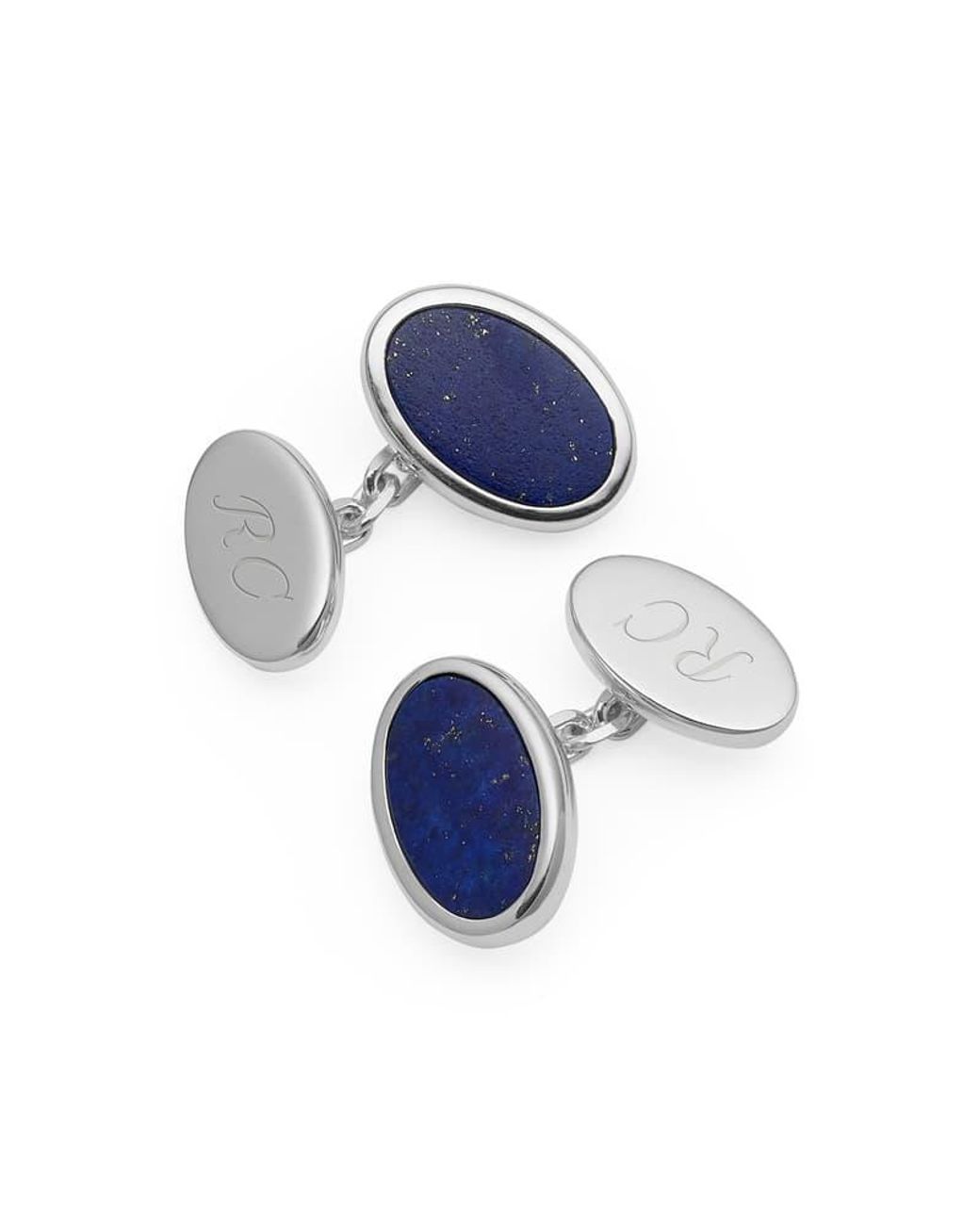 Aspinal Blue Oval Slice Cufflinks for men