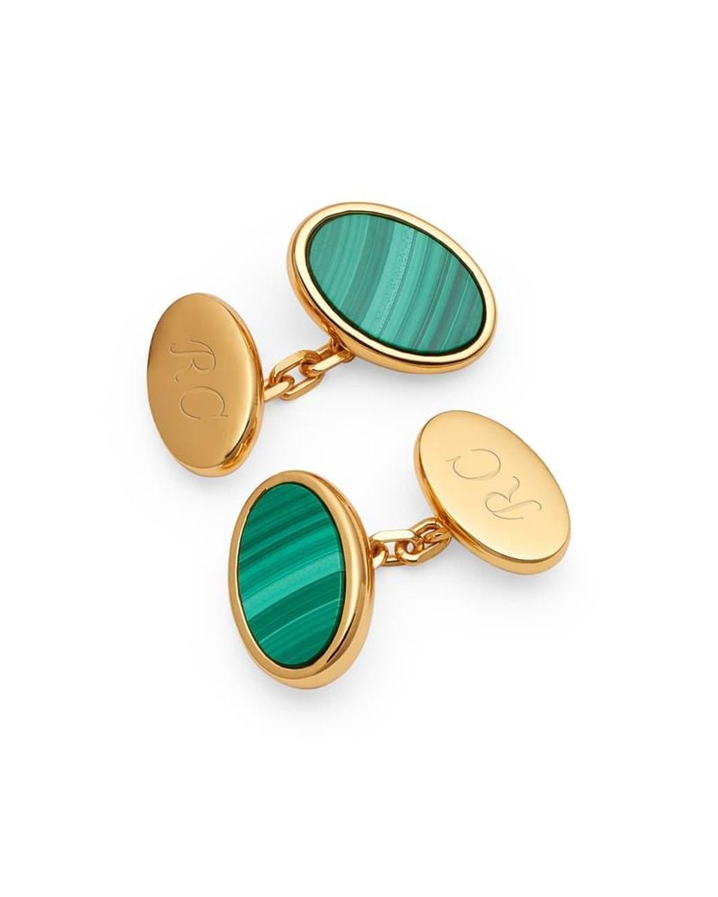 Aspinal Green Oval Slice Cufflinks for men