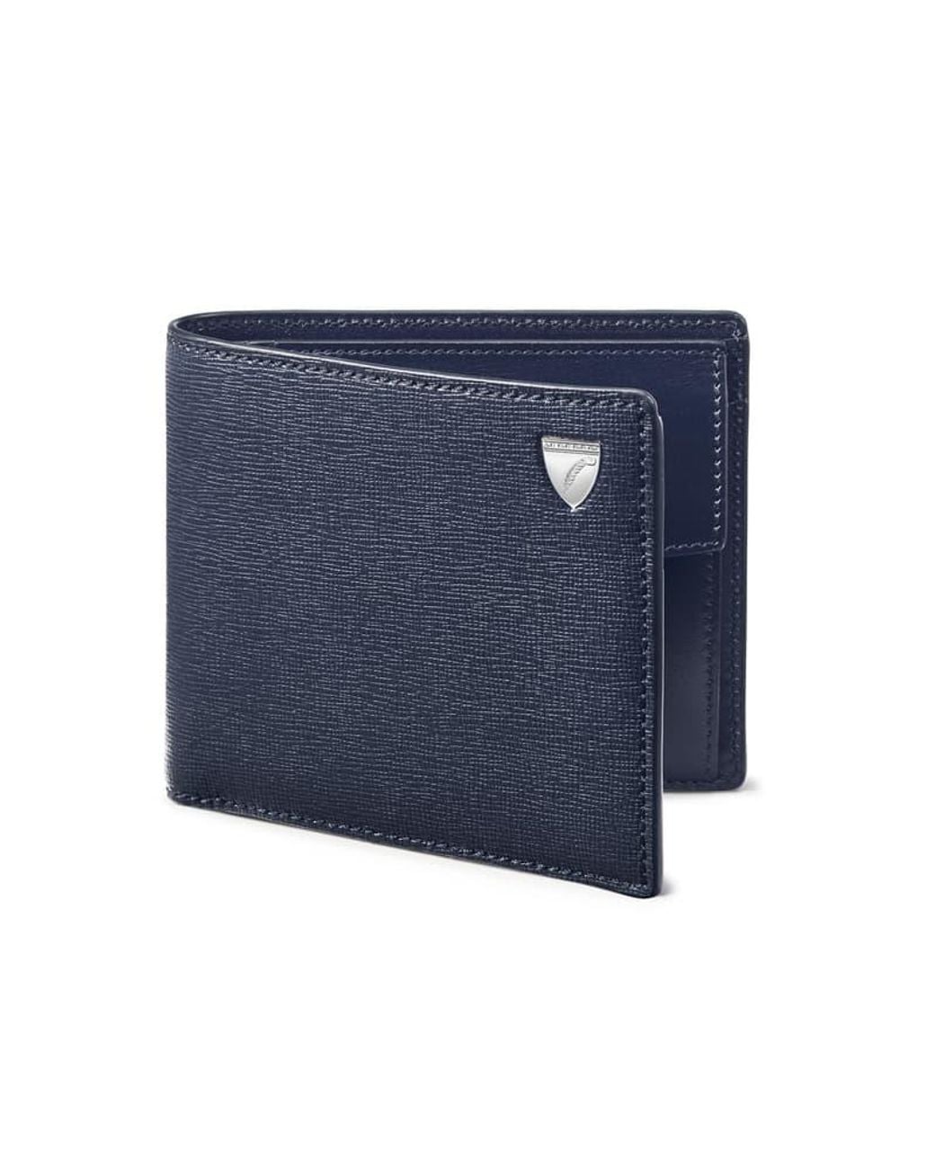 Aspinal Blue Billfold Coin Wallet for men