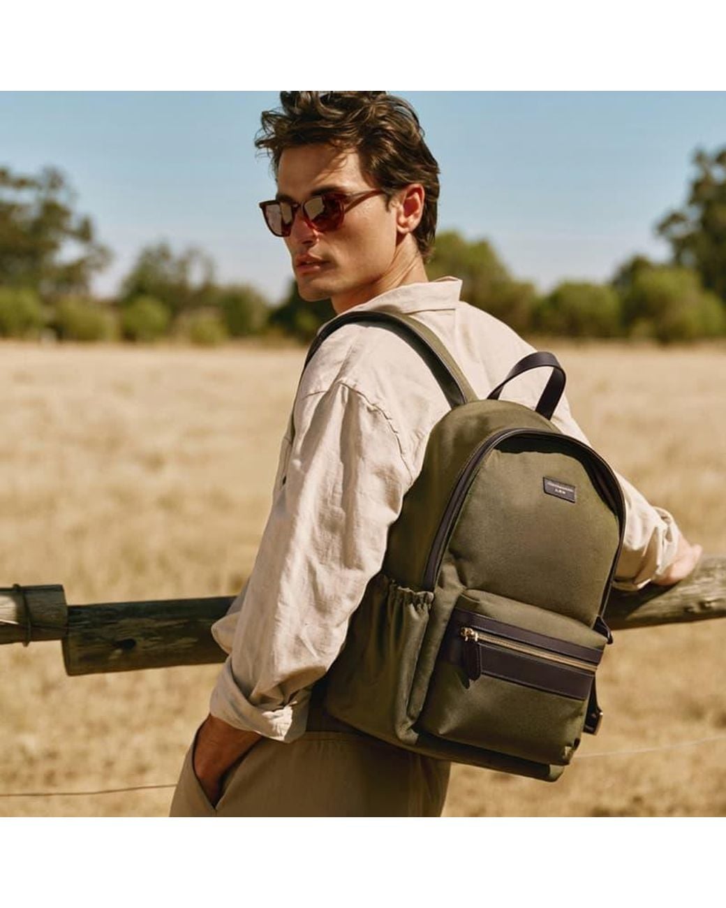 Aspinal Green Backpack for men