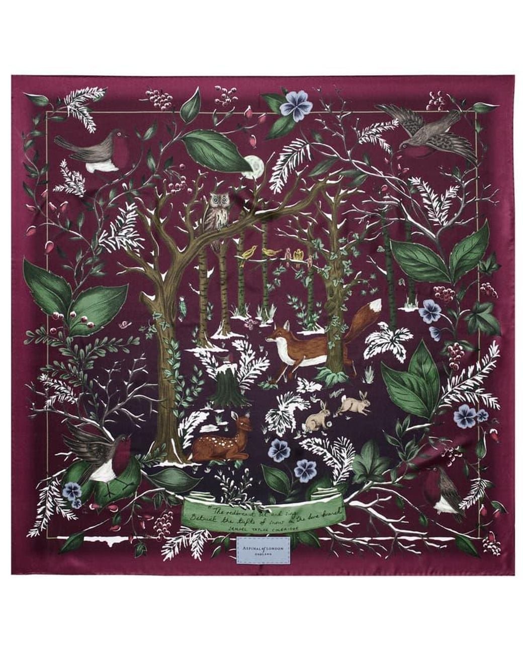 Aspinal Purple Woodland Silk Scarf