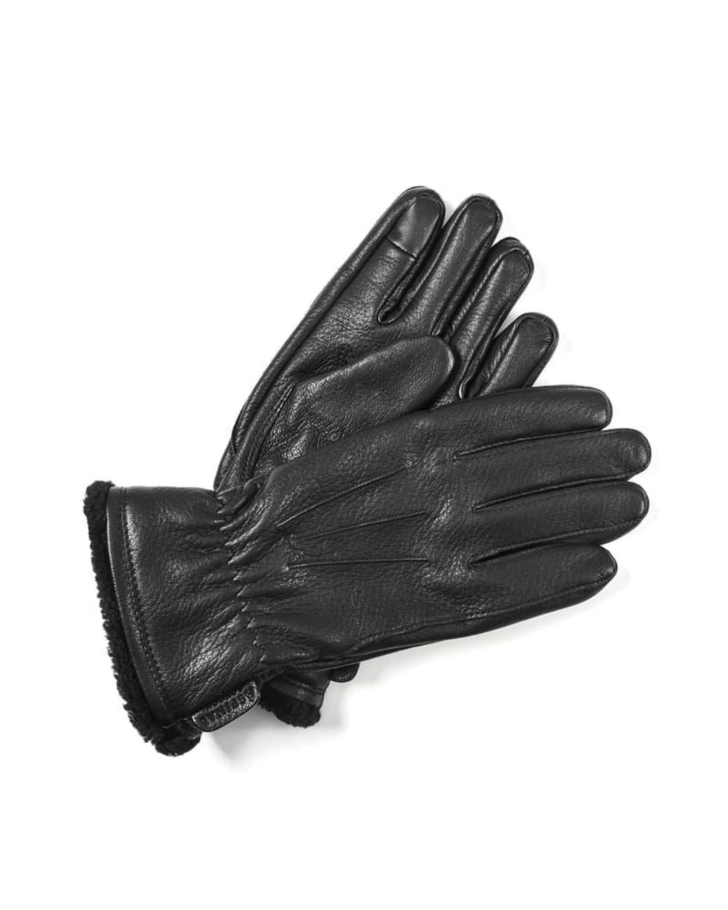Aspinal Black Deerskin Leather Gloves for men