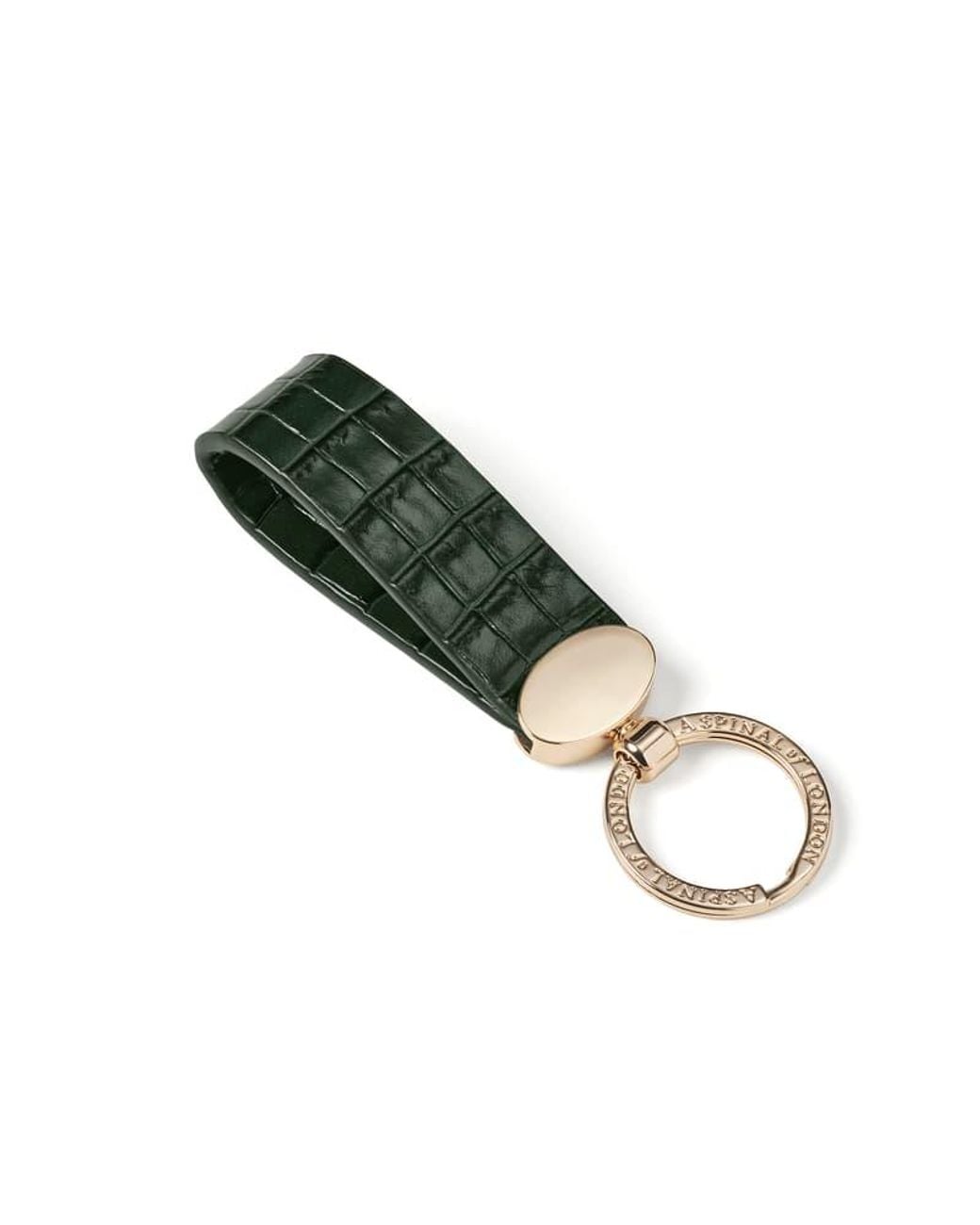Aspinal Green Oval Loop Keyring