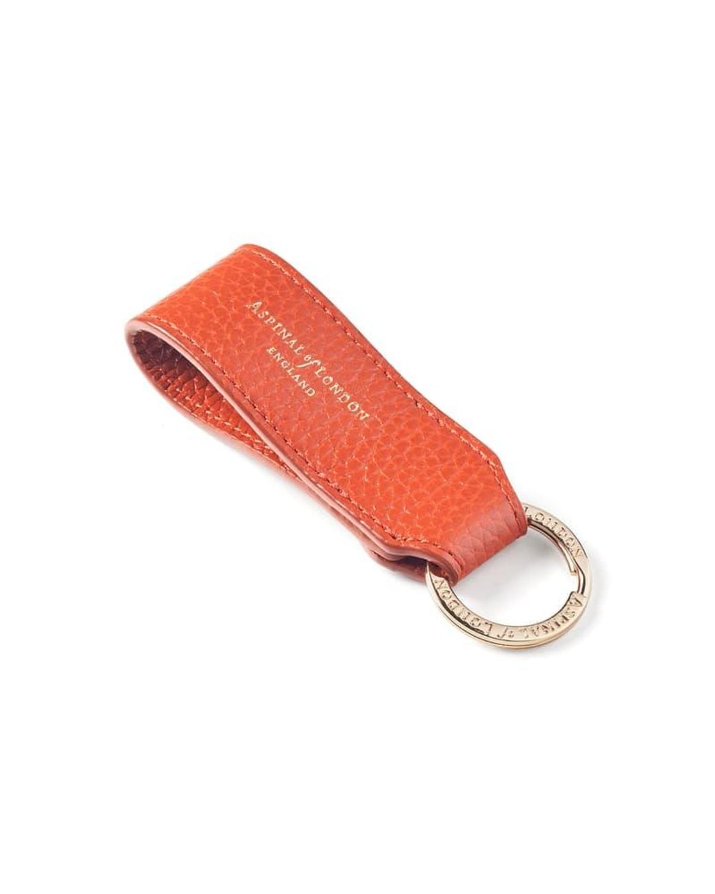 Aspinal Orange Small Leather Loop Keyring