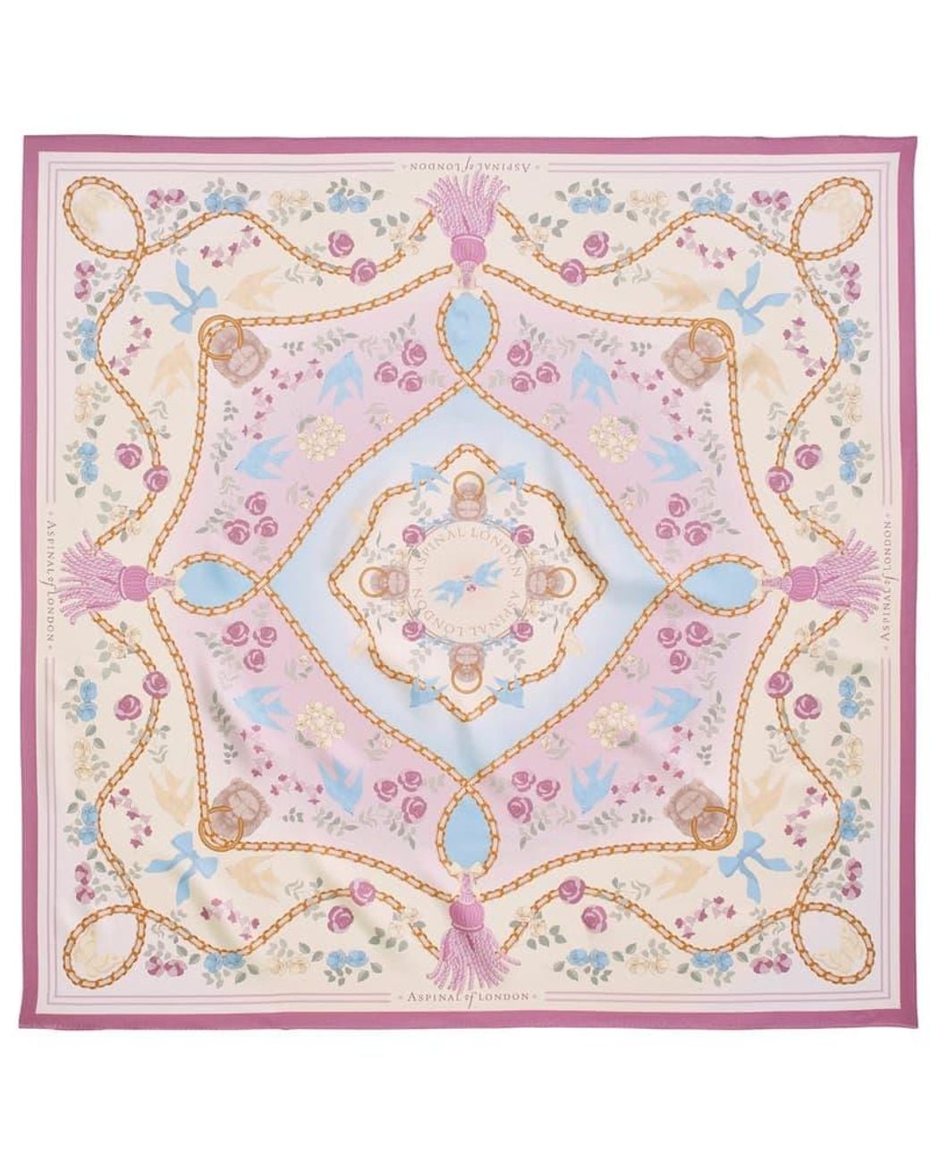 Aspinal Pink Mayfair Songbird Silk Scarf