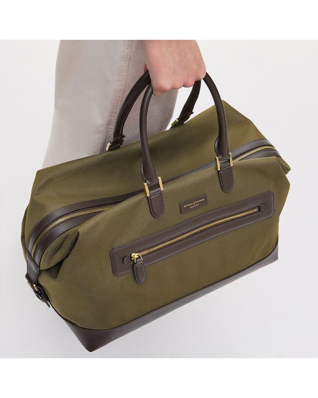 Aspinal Green Weekend Bag for men