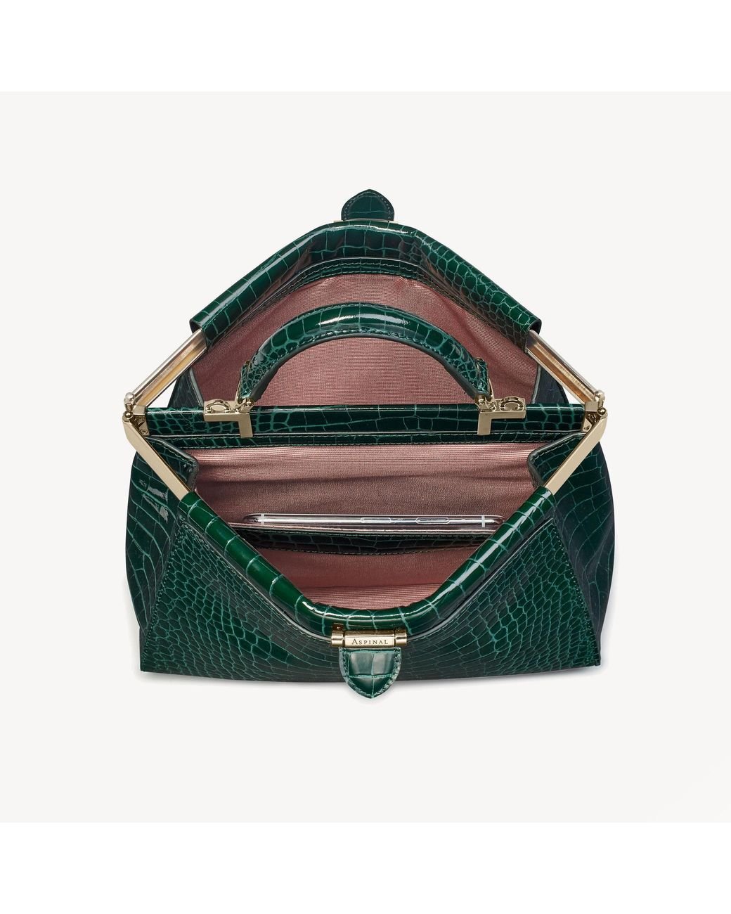 Aspinal of London Leather Small Florence Frame Bag in Green - Lyst