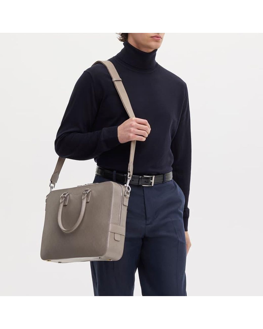 Aspinal of London Mount Street Leather Laptop Briefcase Bag in