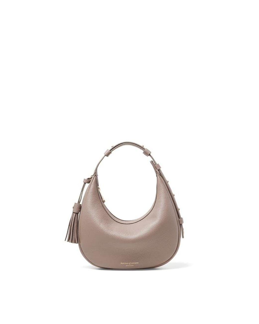 Aspinal Natural Soho Mini Crescent Moleskin Pebble
