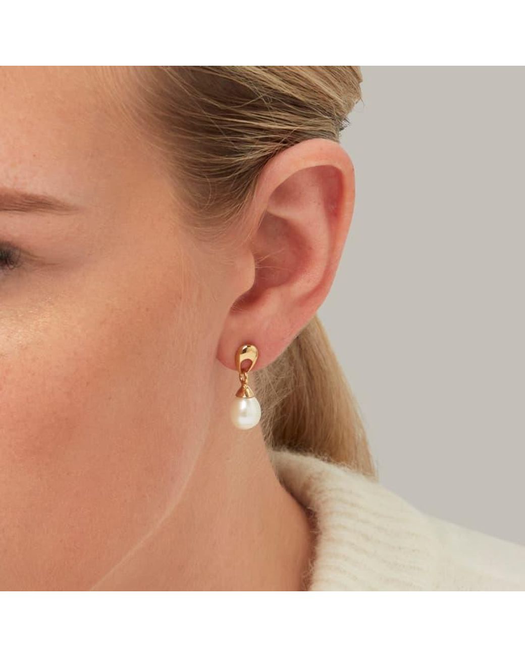 Aspinal Metallic Hampton Teardrop Pearl Earrings