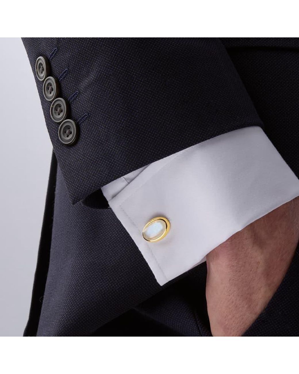 Aspinal Metallic Oval Cufflinks for men