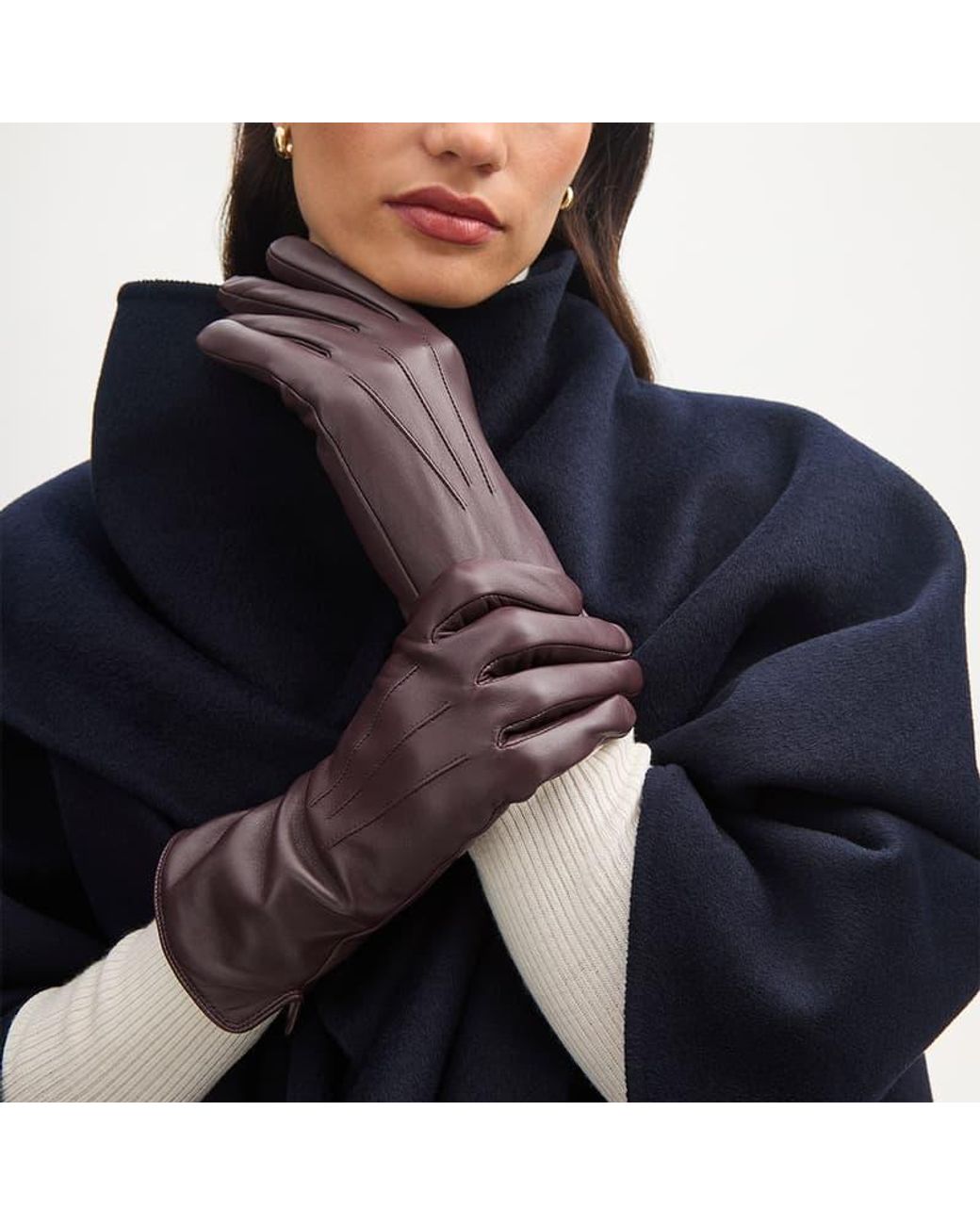 Aspinal Brown Cashmere Lined Leather Gloves