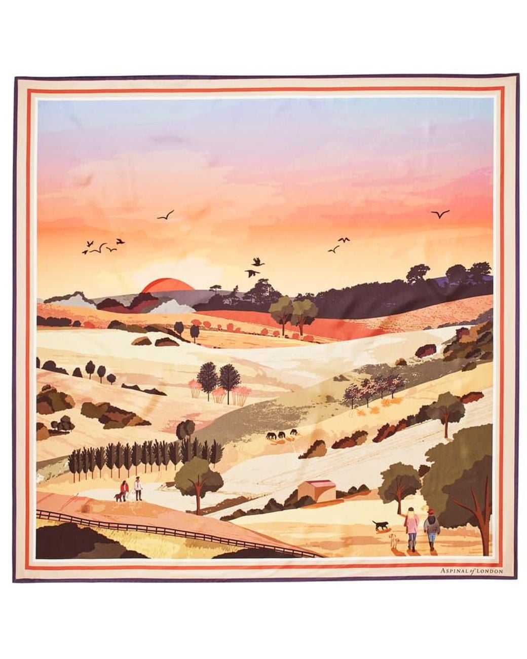 Aspinal Pink South Downs Silk Scarf