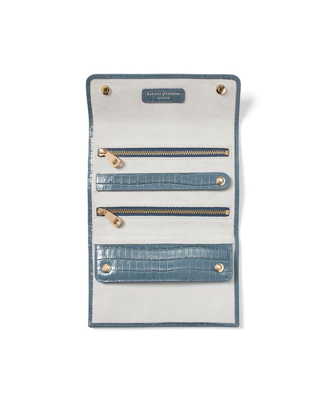 Aspinal Blue Travel Jewellery Roll