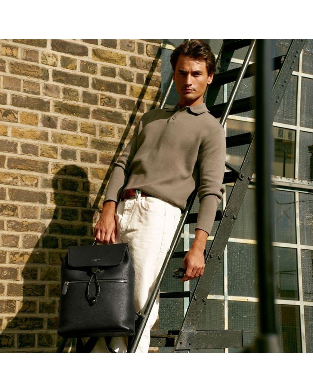 Aspinal Black Reporter Backpack for men