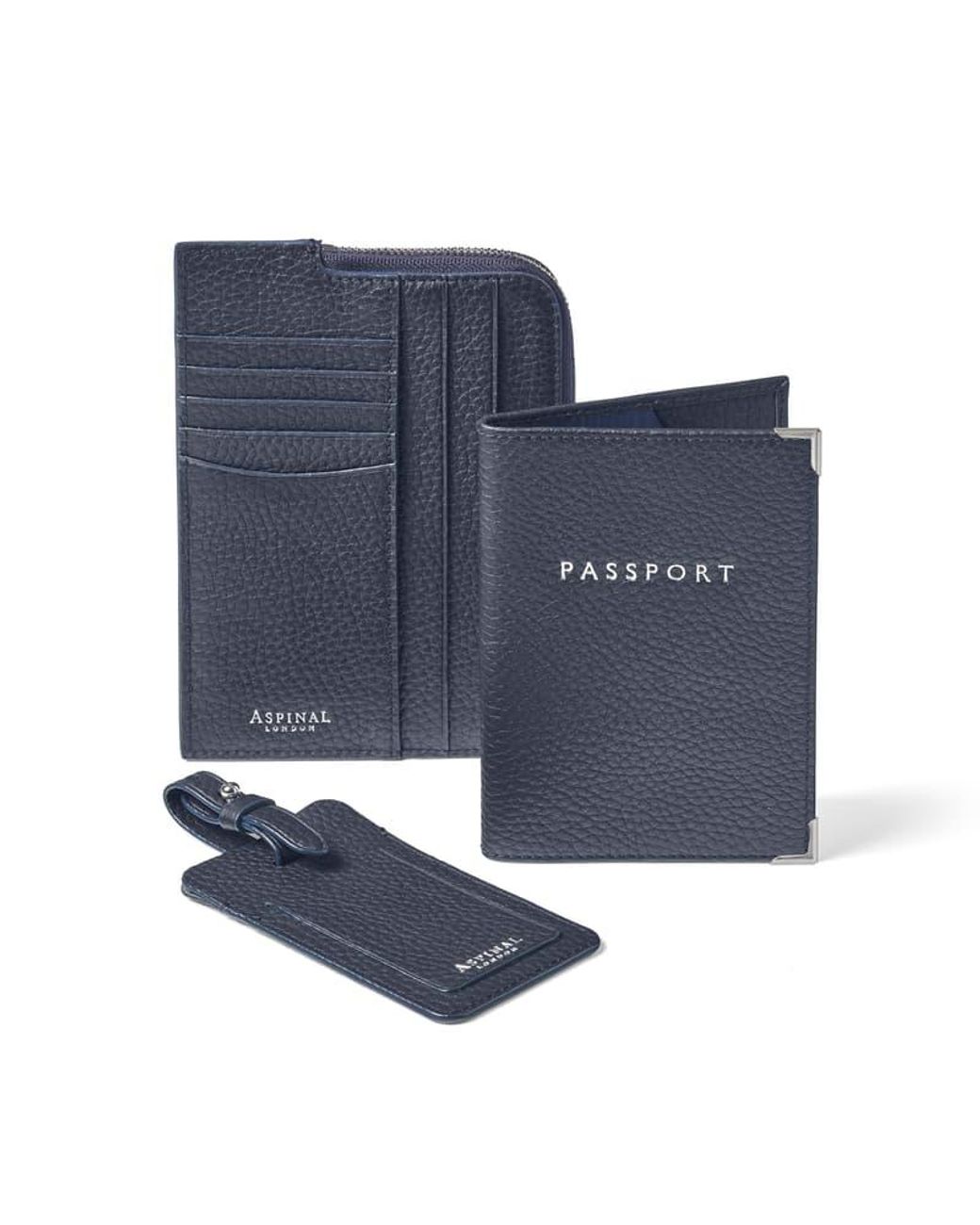 Aspinal Blue Zipped Travel Collection