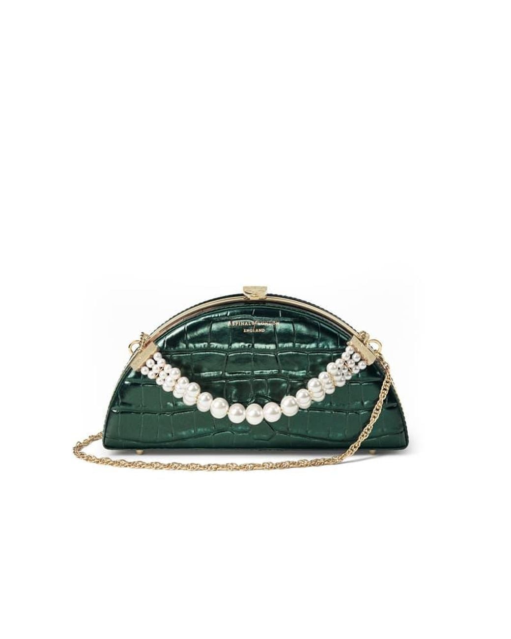 Aspinal Green Luna Clutch