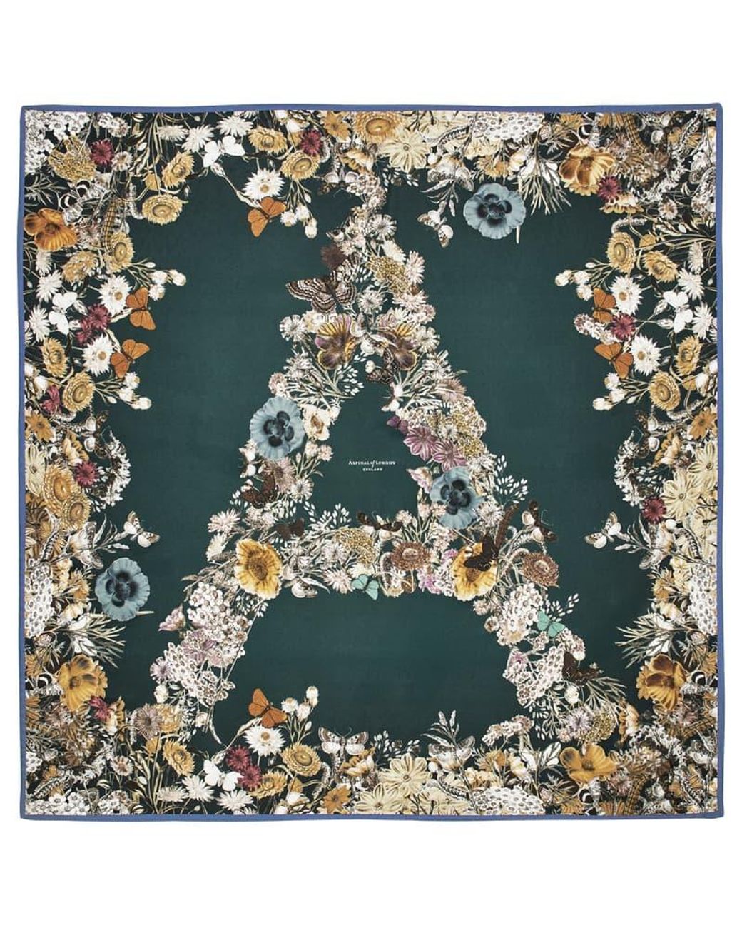 Aspinal Green Ombre 'A' Floral Silk Scarf