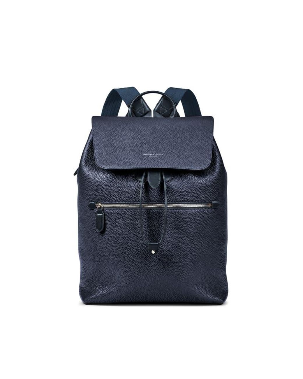 Aspinal Blue Reporter Leather Backpack