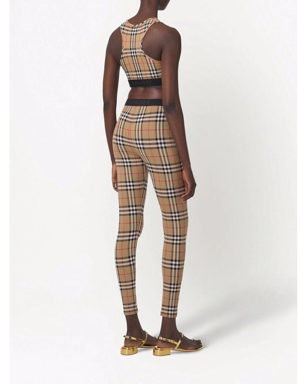 Burberry Women Vintage Check-print Sports Bra in Natural | Lyst