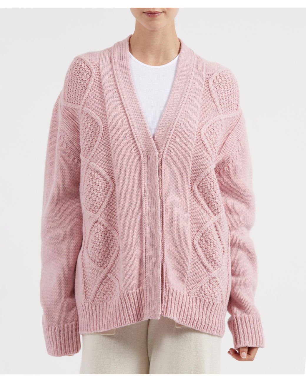 pink merino wool cardigan