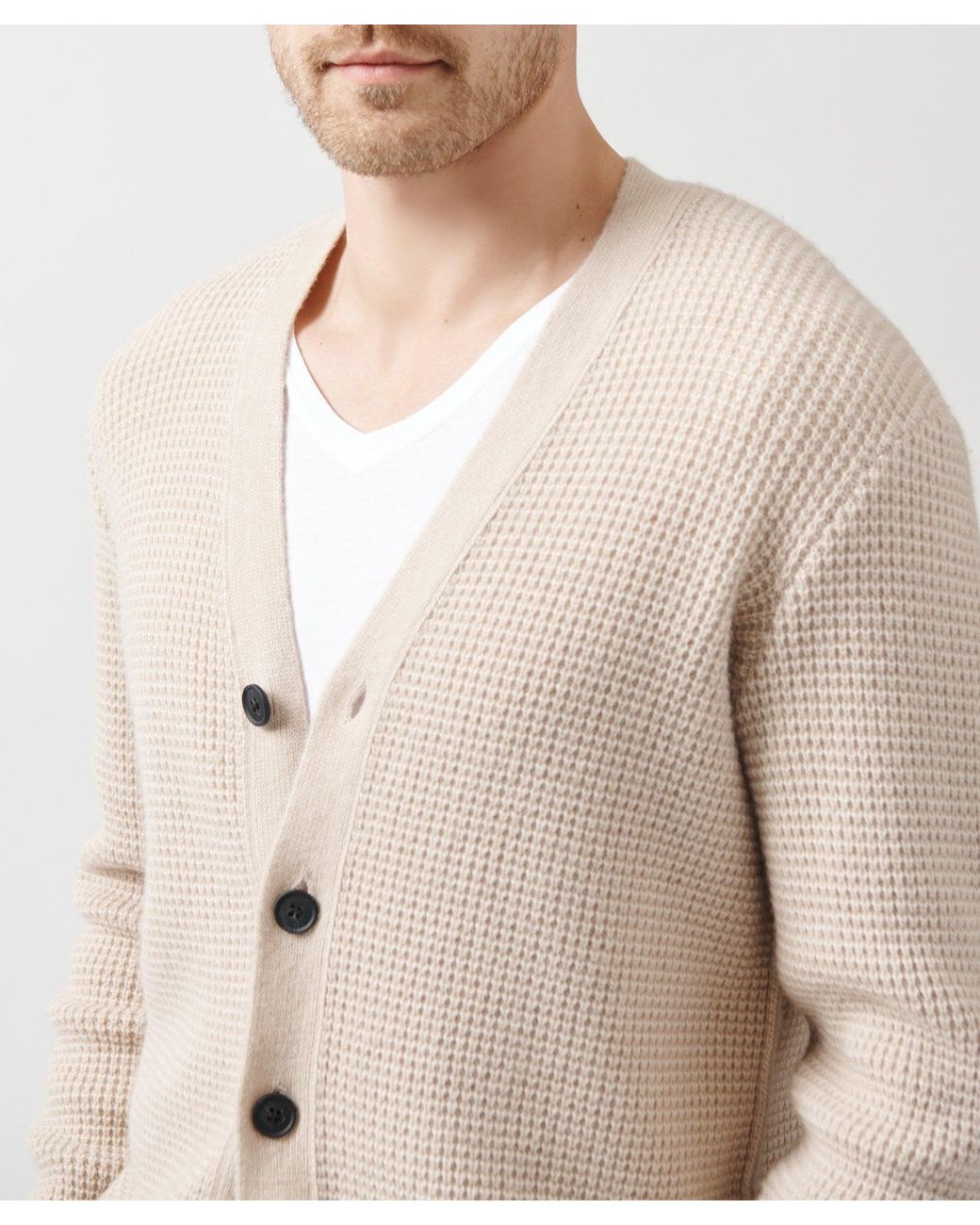 ATM Wool Blend Waffle Knit V-neck 