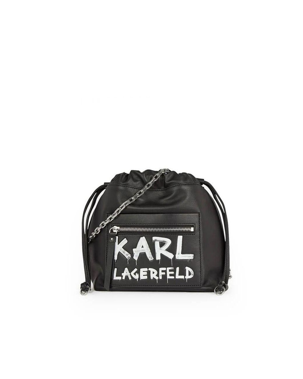 Karl Lagerfeld Leather K/soho Graffiti Black Bucket Bag | Lyst Canada