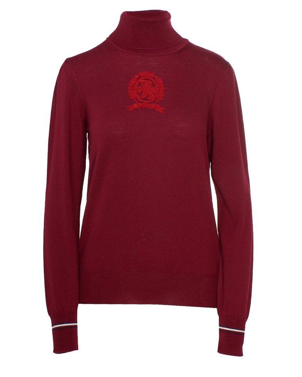 Tommy Hilfiger Women's Rw0rw01736gbh Burgundy Wool Sweater in Red - Lyst