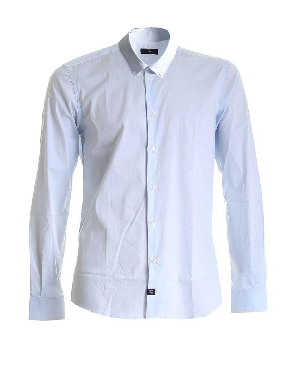Fay Cotton Striped Button-down Shirt White And Light Blue for Men - Lyst