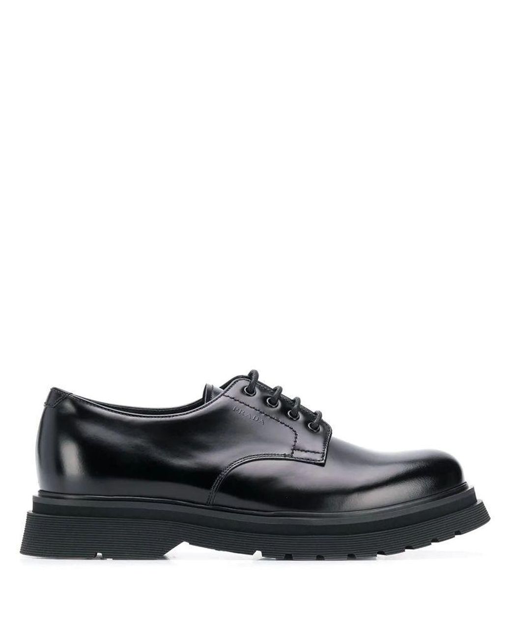 Prada Men's 2ee306b4lf0002 Black Leather Lace-up Shoes for Men | Lyst