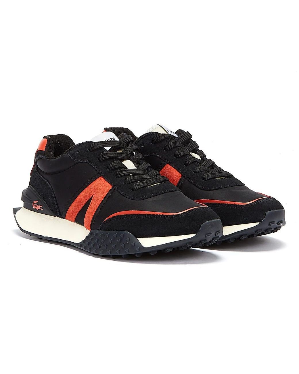 Lacoste Leather L-spin Deluxe 0722 1 Orange/ Trainers in Black for Men ...
