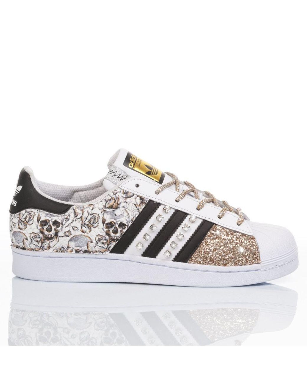 adidas Superstar White, Gold | Lyst