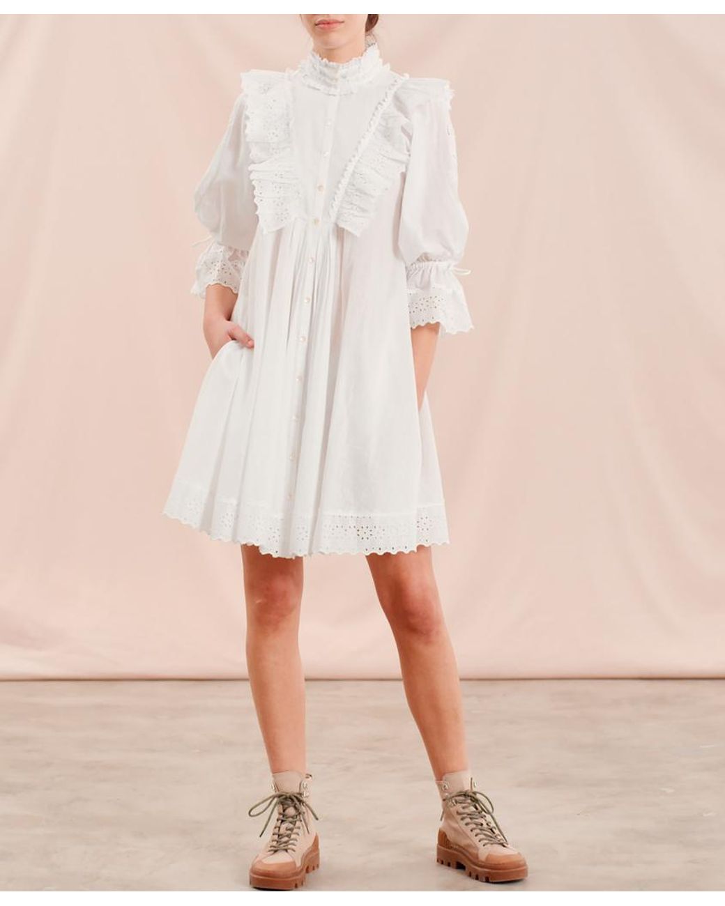 byTiMo Cotton Slub Shift Dress in White - Lyst