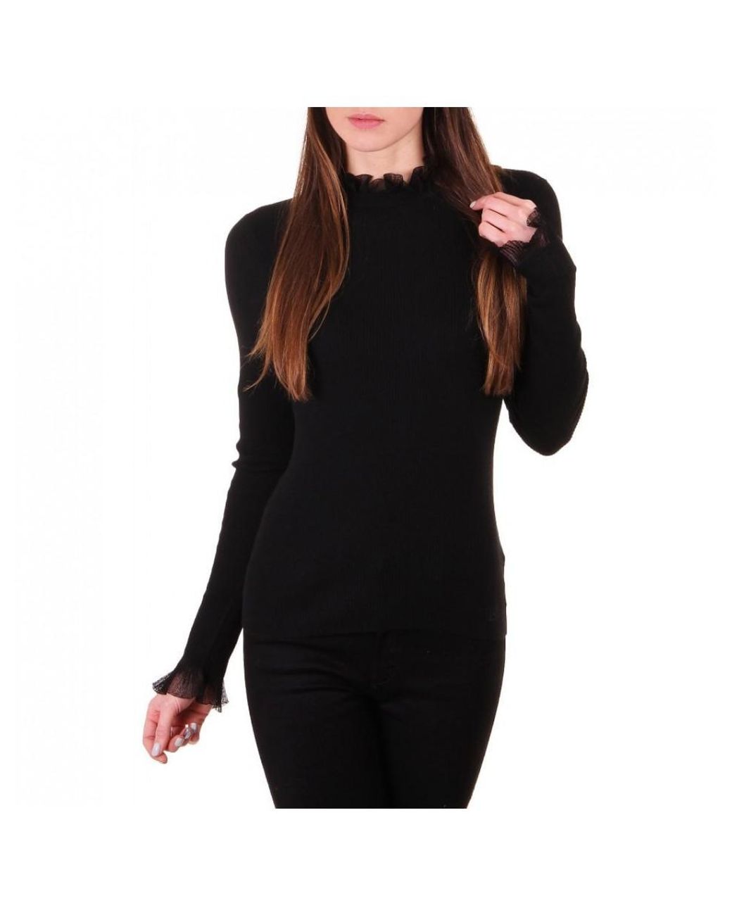 dvana frill neck detail sweater