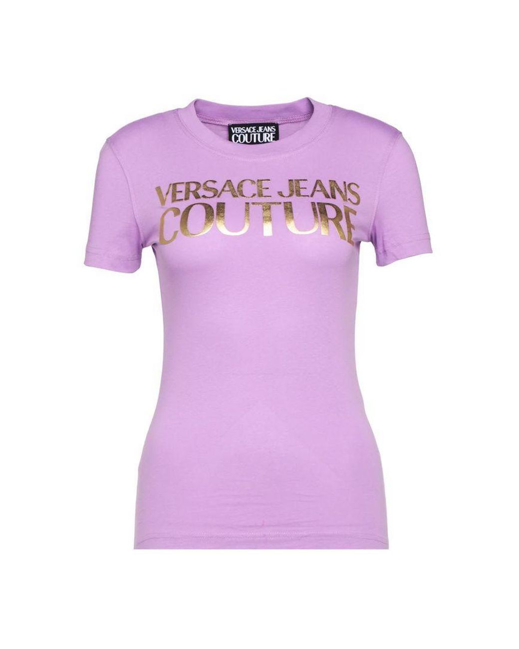 Versace Women's Hwa7tb3031911317 Purple Other Materials T-shirt - Lyst