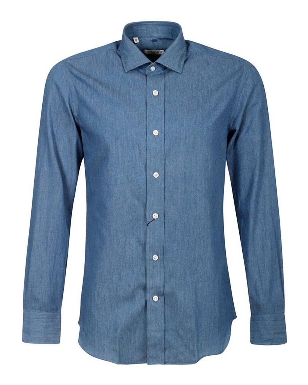 Salvatore Piccolo Cotton Shirt in Blue for Men Mens Clothing Shirts Casual shirts and button-up shirts 