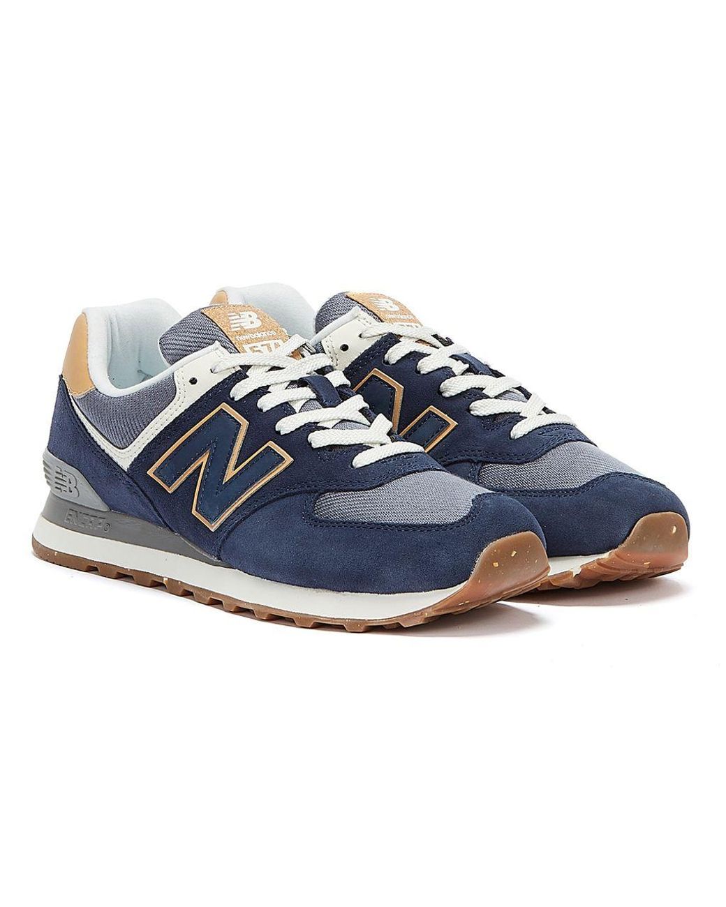 New Balance 574 / Tan Trainers in Blue 