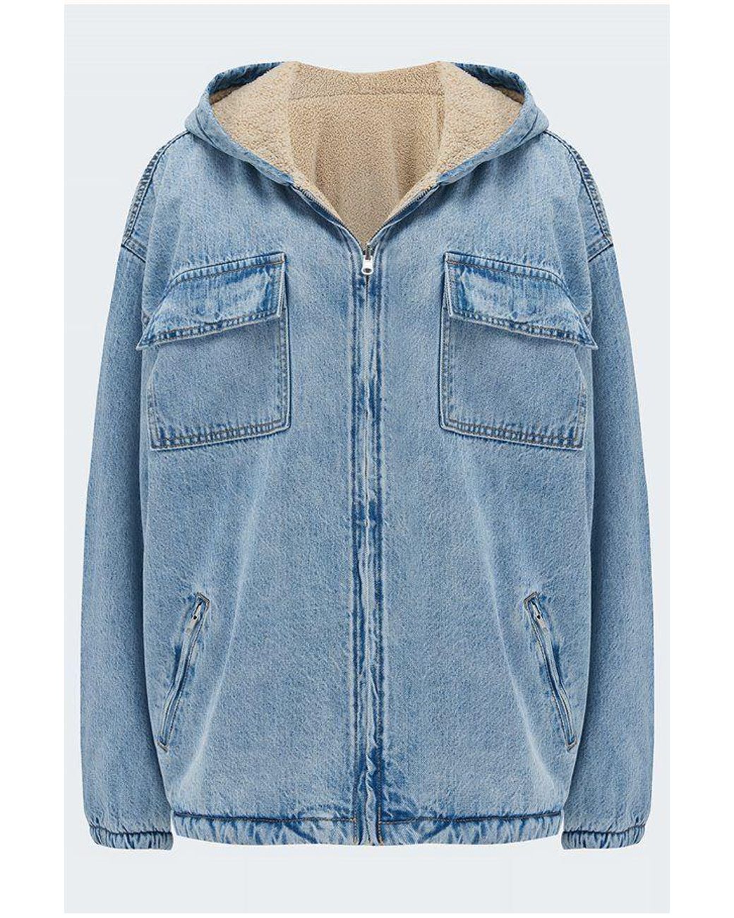GOOD AMERICAN Sherpa Denim Jacket In in 